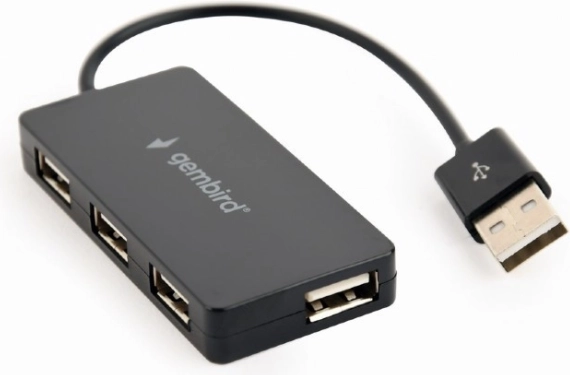 Črn USB hub, 4 priključki