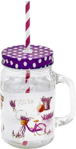 Kozarec s slamico Mason Sivka 450 ml