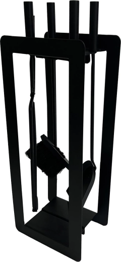 Komplet kaminskega orodja 60 cm – črn kovinski 4-delni s stojalom