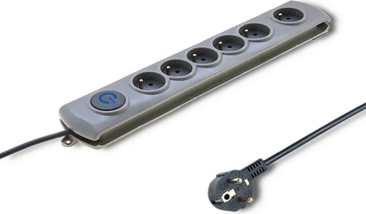 Prenapetostni podaljšek Quick Switch, 6 vtičnic, 3 m, siva