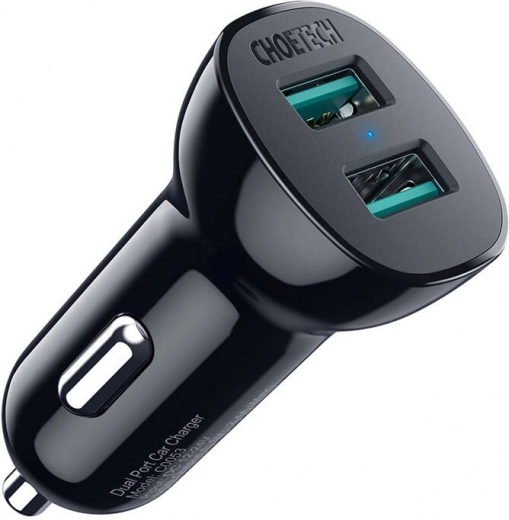 Avtopolnilec Choetech s 30 W QC 3.0 in dvema USB vratoma