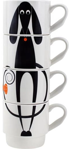 Keramične zložljive skodelice s kužkom 340 ml TORO, komplet 4 kos