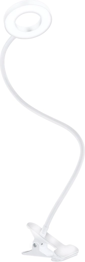Solight LED zatemnilna namizna svetilka s sponko, bela, 300 lm, z nastavljivo barvno temperaturo svetlobe, USB