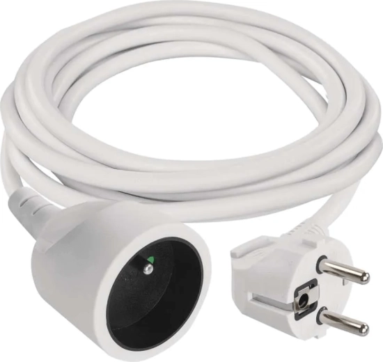 Podaljševalni kabel EMOS 2 m, 1 vtičnica, bel