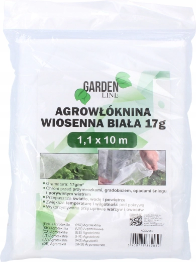 Agrotekstilija spomladanska bela 1,1 × 10 m, 17 g/m²