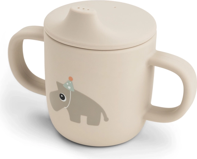 Done by Deer silicone cup with spout and two handles Celebration, sand