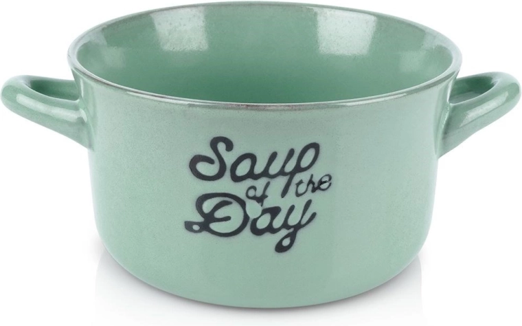 Keramična skodela za juho z dvema ročajema 600 ml, zelena