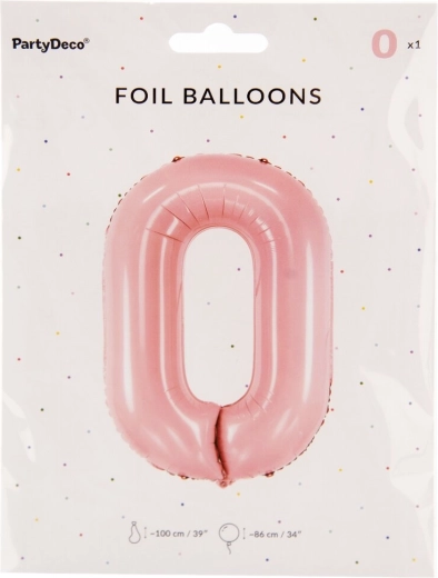Folijski balon v obliki številke 0, 86 cm – Rožnata