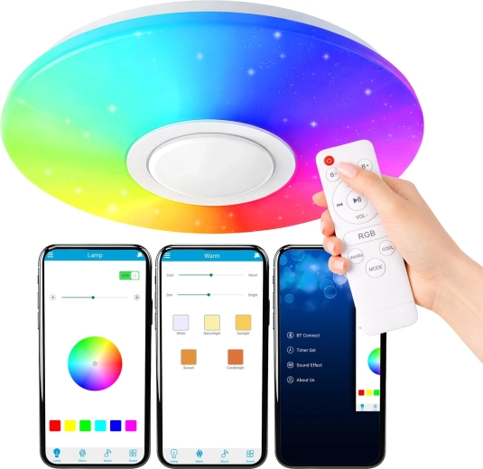 RGB LED ceiling light with Bluetooth speaker 40 W