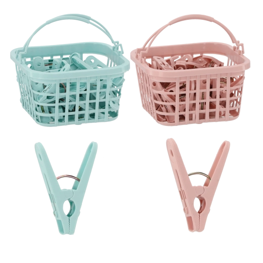 Komplet 30 plastičnih ščipalk za perilo v košarici