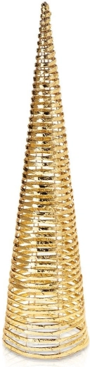 Illuminated cone-shaped Christmas tree with 60 LEDs, gold, 80 cm