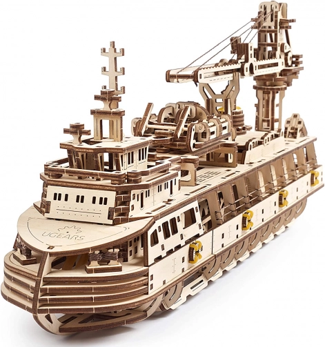 ugears 3d lesena mehanska sestavljanka raziskovalna ladja