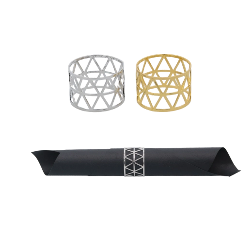 Set obročkov za prtičke v zlati in srebrni barvi, 4 kosi