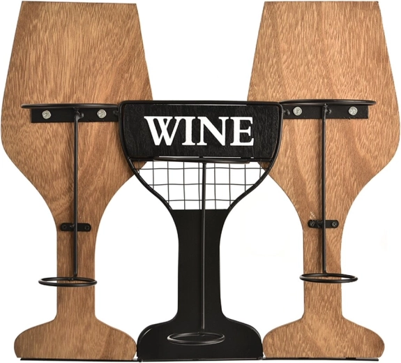 Dizajnersko stojalo za vino iz lesa in kovine 39 × 11 × 35 cm