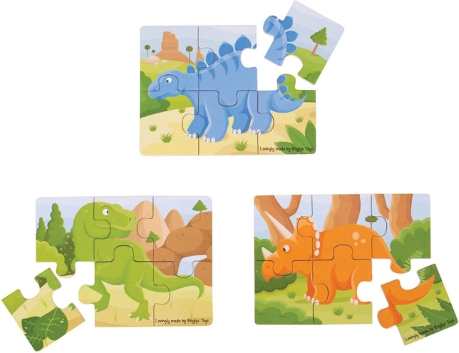 lesene puzzle 3v1 dinozavri BIGJIGS TOYS