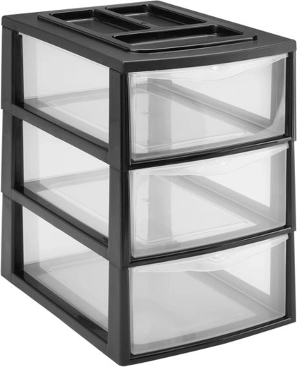 Plastični regal s 3 predali HEIDRUN 38 × 27 × 38 cm