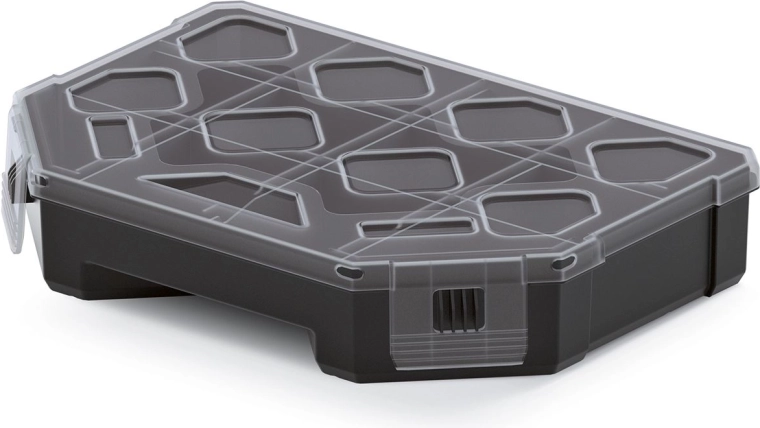 Organizator TAGER 195 × 142 × 40 mm, črn s prozornim pokrovom