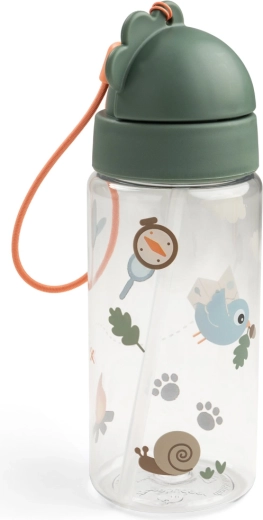 Done by Deer steklenička s slamico Tiny trails zelena 350 ml