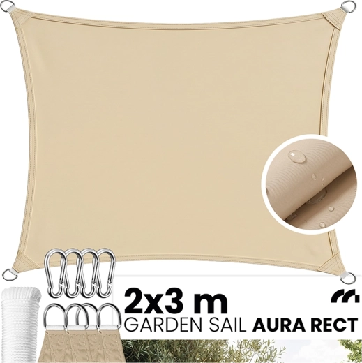 AURA rectangular garden shade sail 2 × 3 m beige