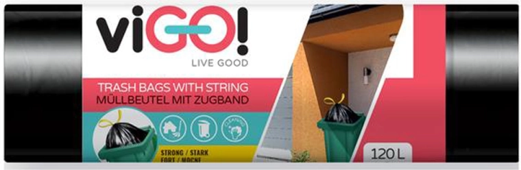 Vreče za odpadke z zatezno vrvico 120 l VIGO, 10 kos