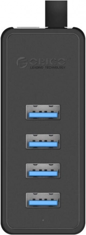 ORICO USB 3.0 hub 4× USB z zunanjim napajanjem (črn)