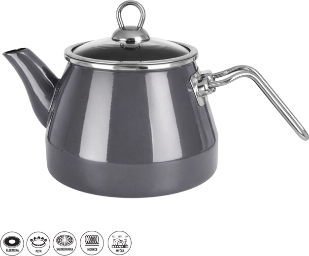 Emajlirani čajnik Grey Lem 2 l