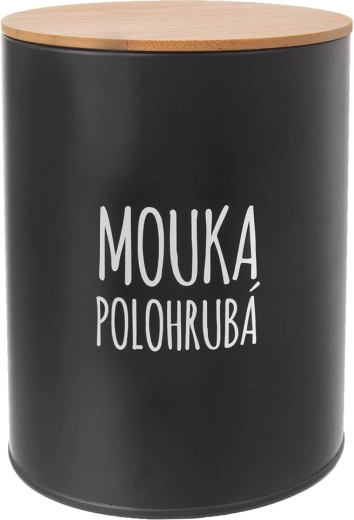 Pločevinasta doza za polbelo moko z bambusovim pokrovom black