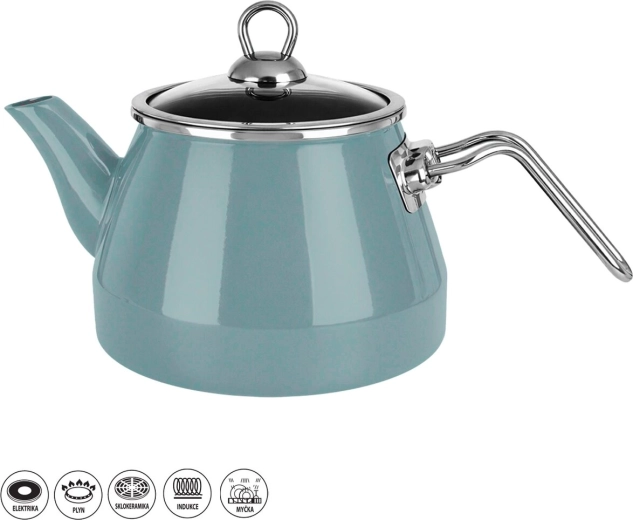 Emajliran čajnik Green lem 2 l