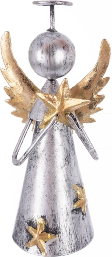 Kovinska dekoracija angel z zvezdo sivo-zlata 12,5 cm