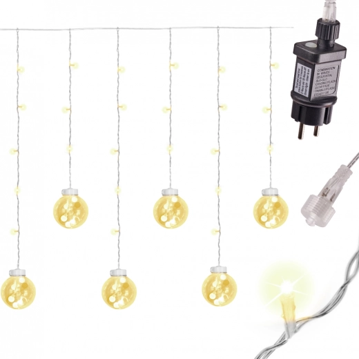 Božična LED svetlobna zavesa z kroglicami 3 m s 108 LED