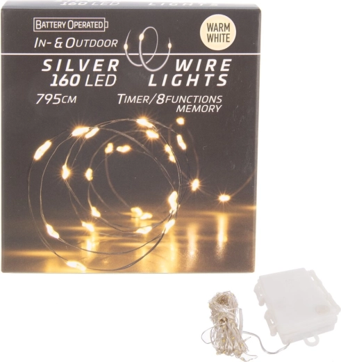 LED svetlobna veriga na žički 160 LED rumena svetloba s časovnikom (za notranjo in zunanjo uporabo)