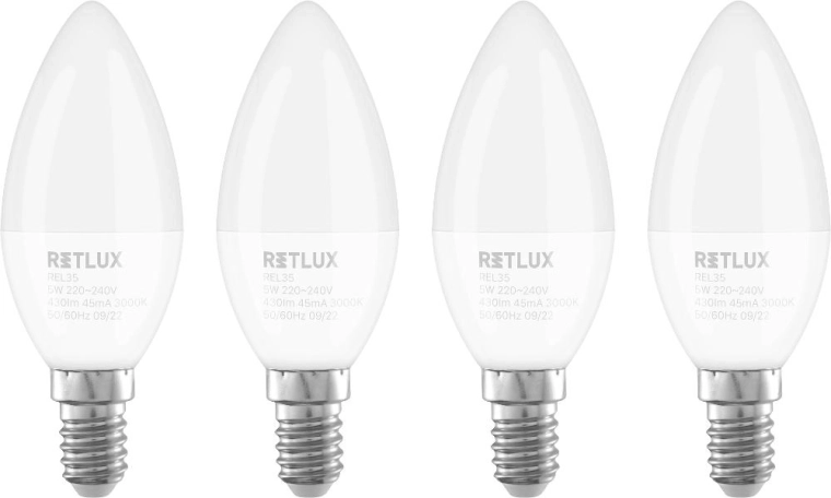 Retlux E14 Candle LED Bulb 5 W Warm White - 4 pcs