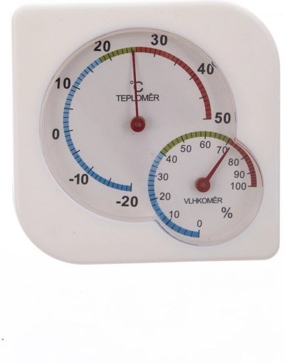 Analogni notranji termometer in higrometer 7,5 × 7,5 cm, bel