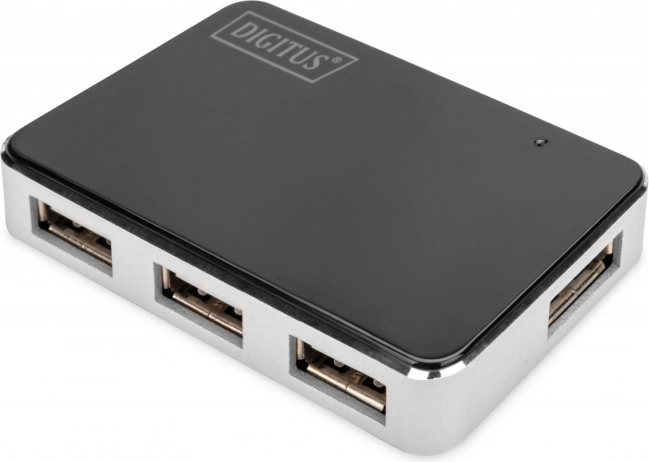 aktivno 4‑portno USB 2.0 vozlišče, črno‑srebrno DIGITUS