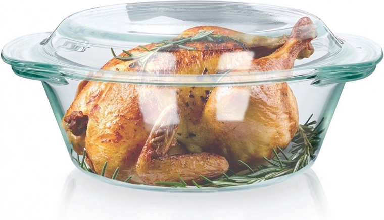 Glass heat-resistant dish with lid 1.4 l + 430 ml