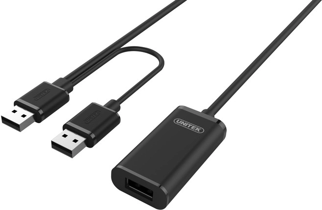 Aktivni USB 2.0 podaljševalni kabel 20 m UNITEK Y-279 črn