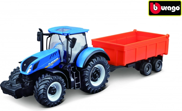 Bburago Farmland traktor NEW HOLLAND T7.315 HD z nagibnim prikolnikom 10 cm