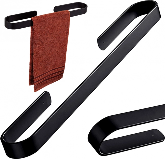 Stenski aluminijasti nosilec za brisače – črn, 30 cm