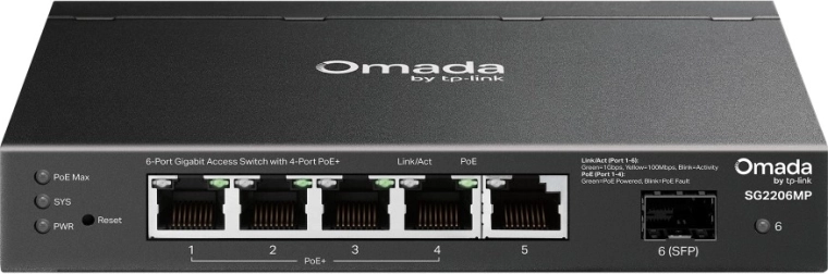 Tp-link Omada gigabitno stikalo s 4× PoE+ in 1× SFP (6 vrat)