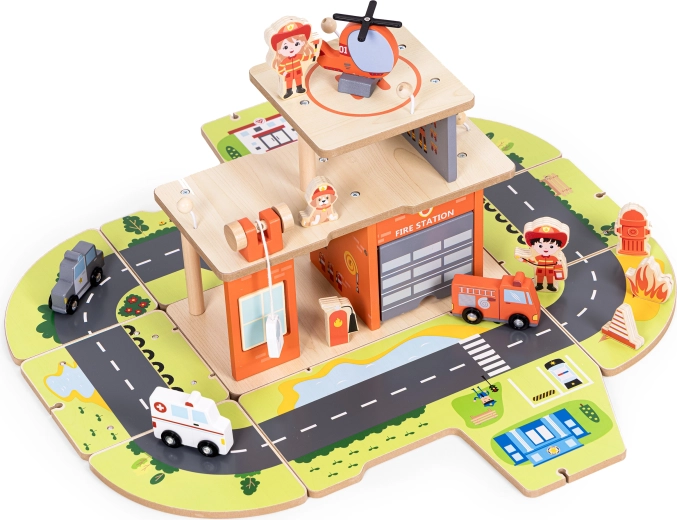 Two-story station with heliport