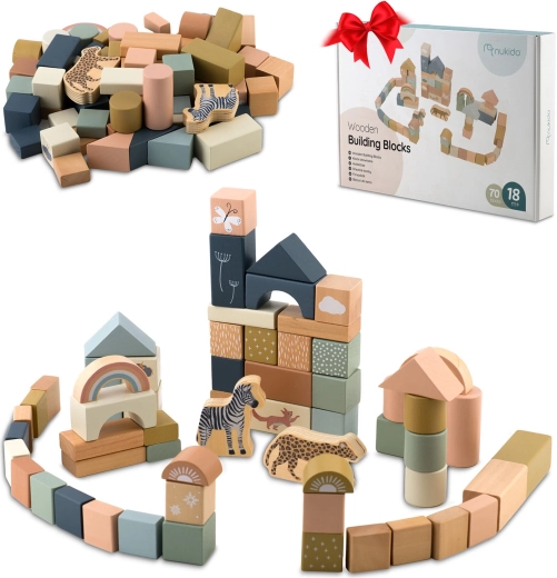 Nukido Wooden Building Blocks, 70 Pieces