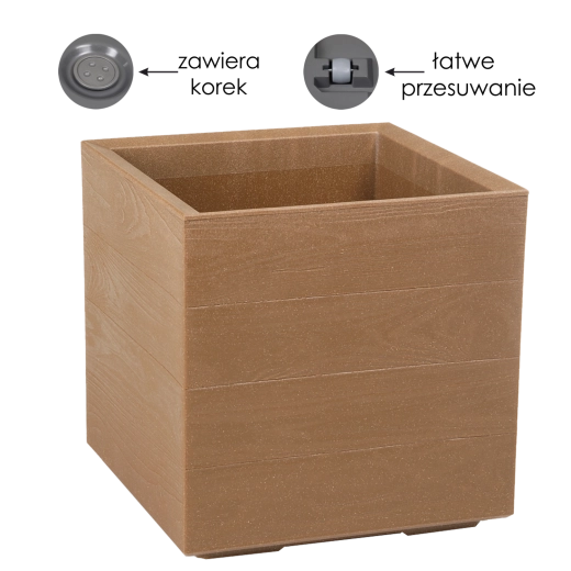 Cvetlični lonec Lamela Karo Eco Wood z imitacijo naravnega lesa 39 cm