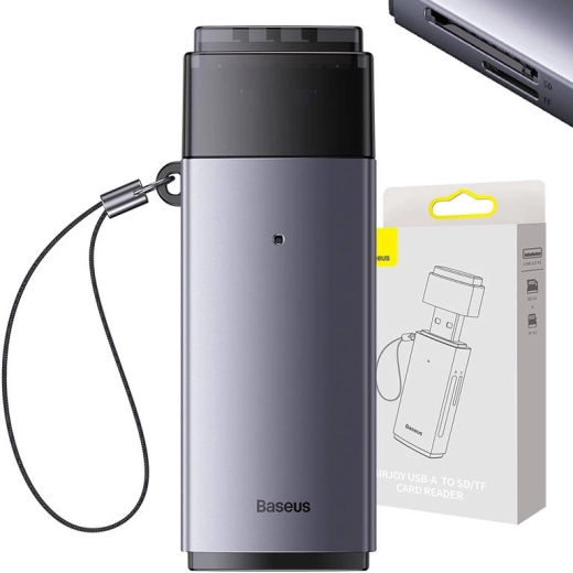 USB čitalnik pomnilniških kartic za SD in TF – Baseus Lite, siv