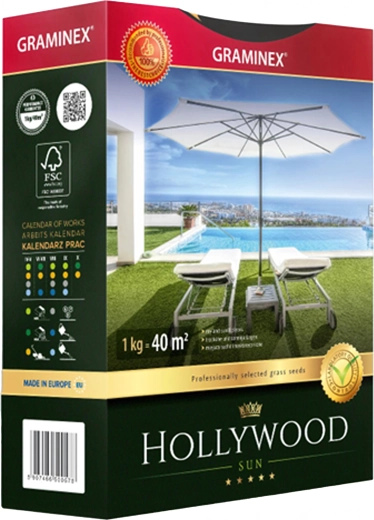 Premium travna mešanica HOLLYWOOD 1 kg za sončna in suha mesta