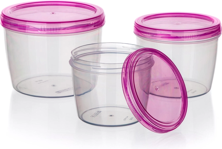 Set okroglih plastičnih posod za živila, 3 kosi