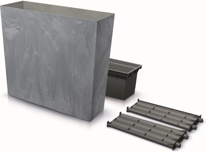 Visok okenski zaboj z betonskim učinkom URBI CASE T, marengo, 77 cm