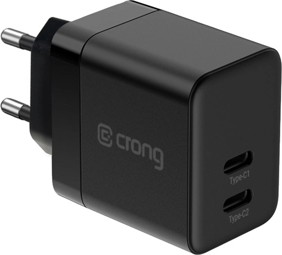 Ultrakompakten gan omrežni polnilnik 2× usb‑c 35 w pd 3.0 s pps, črna