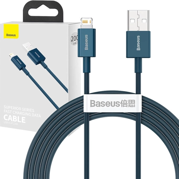 Baseus USB‑A na Lightning kabel 2 m, 2,4 A – moder