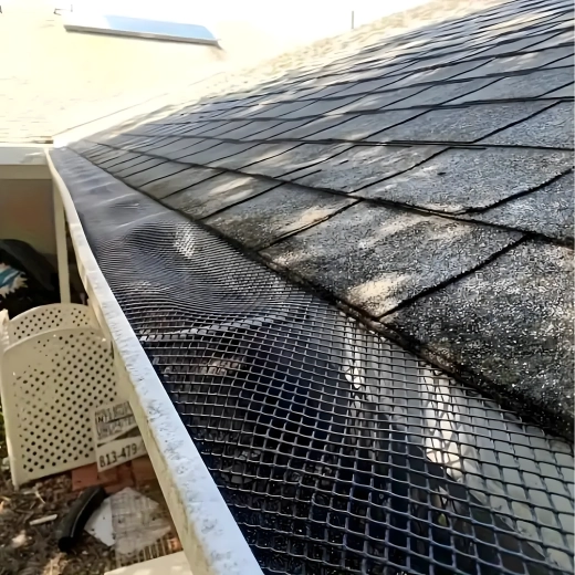 Protects the gutter from leaves and debris