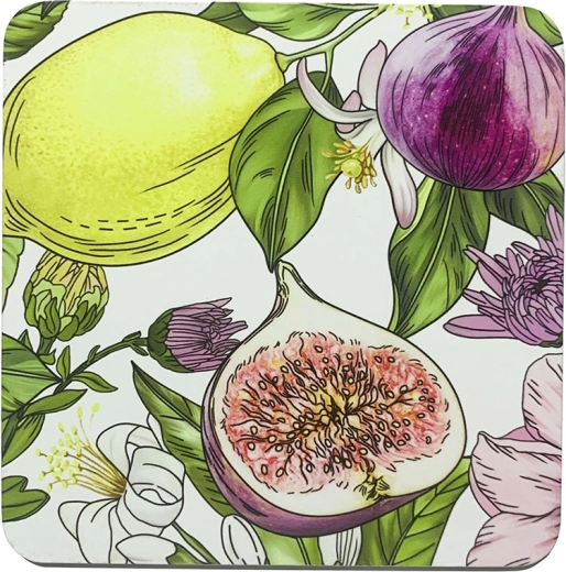 Komplet podstavkov Lemon 10 × 10 cm, 4 kos v darilni škatlici